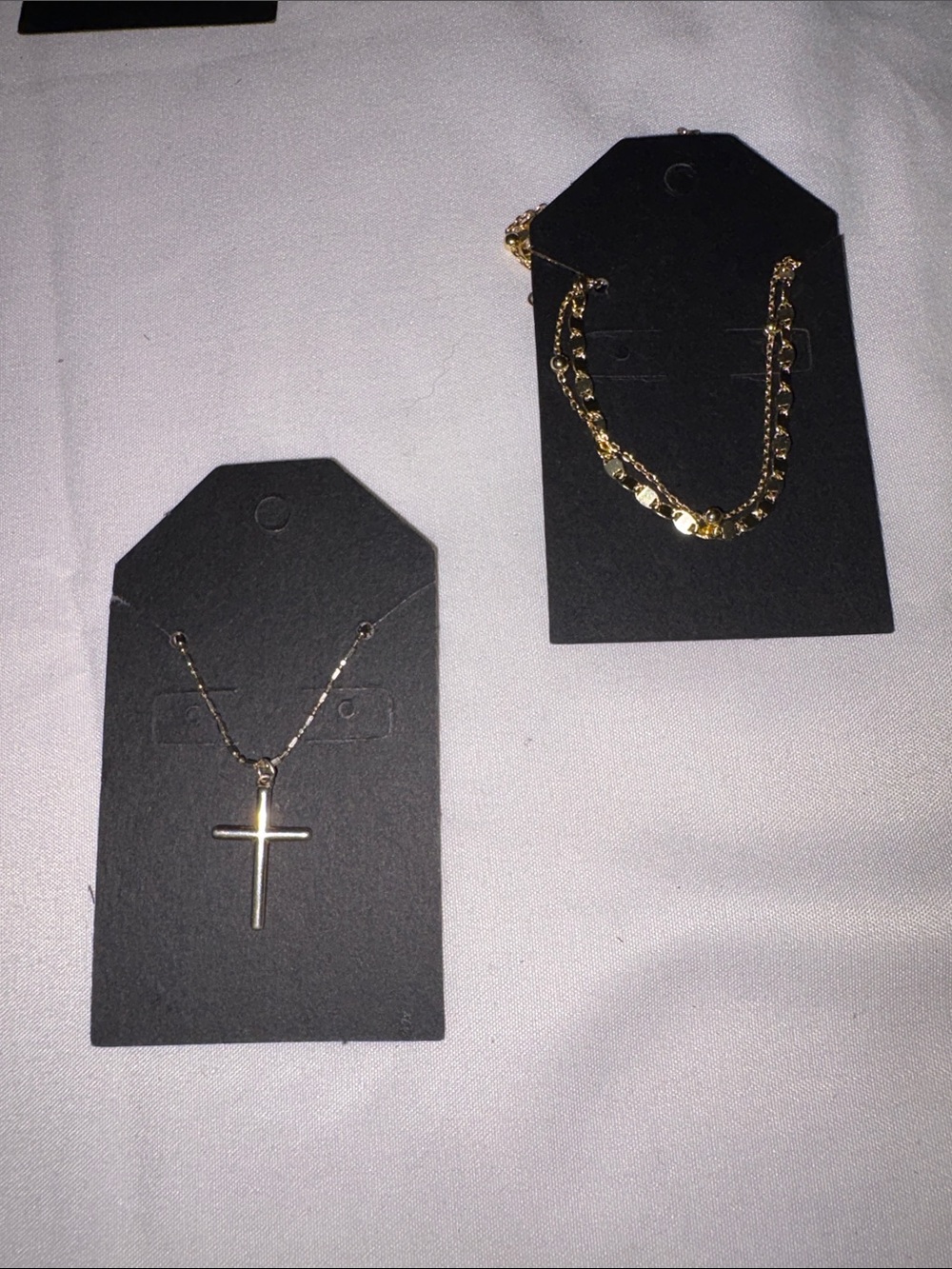 Gold Cross Pendant Necklace with Matching Gold Chain - Women Jewelry